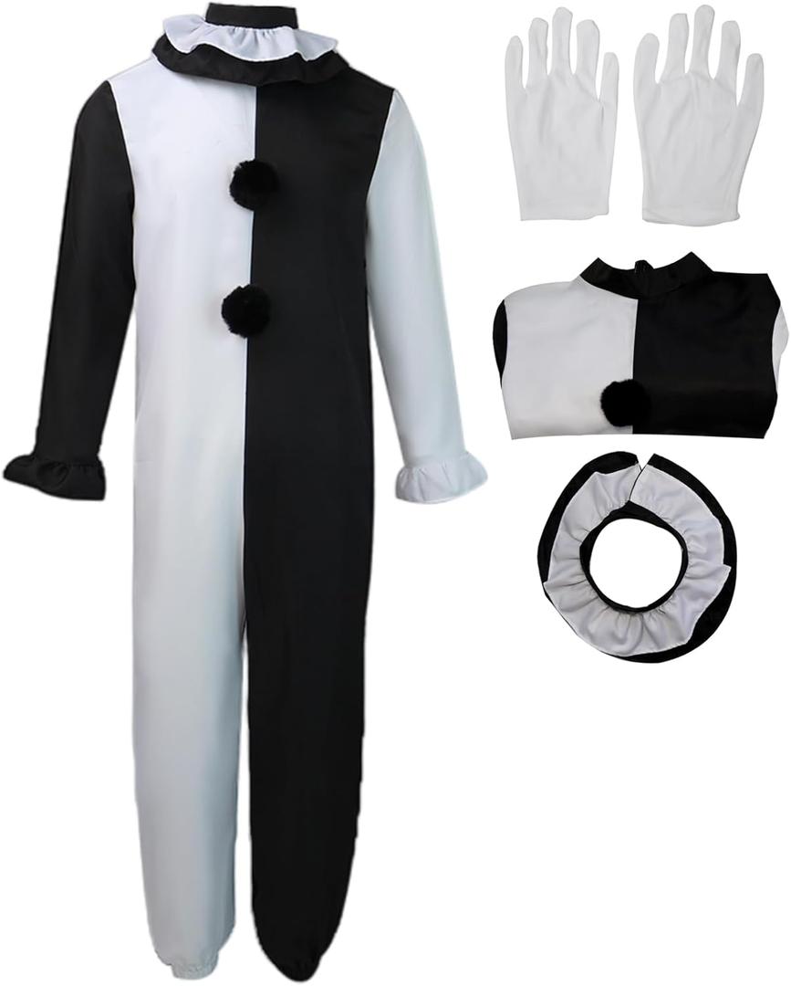 Moalioi Art the clown costume Cosplay Halloween Bodysuit The Killer Clown Cosplay Costume Full Set (X-Small, Jumpsuit)