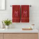 Artoid Mode 2 Pcs Red Bowknot Embroidered Hand Towels for Bathroom, 100% Cotton Soft Absorbent Farmhouse Decor Towels, 13.7 x 29.5 Inch