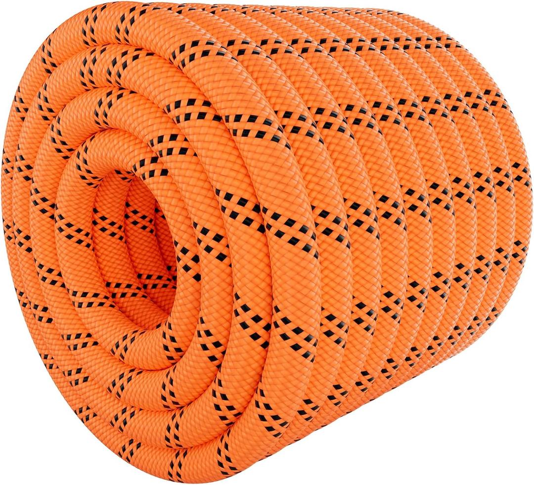 X XBEN Braided Polyester Arborist Rope 3/8 inch X 120ft, 48 Strands, 3430 LBS Breaking Strength Outdoor Rope, Arborist Rigging Rope for Rock Hiking Camping Swing Tree Rescue, Orange