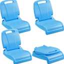 AceOrbit 4 Pcs Pool Chairs Foldable Poolside Chairs for Edge of Pool, Portable Seat for Outdoor Beach, Stadium, Durable ABS Plastic with Back Support (Blue), 15.75 x 11.81 x 15.35 inches