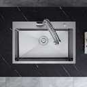 ROVATE 25 x 18 Inch Drop-in Kitchen Sink Single Bowl Stainless Steel, Topmount Handmade Sink for Kitchen or Bar with Basket Strainer