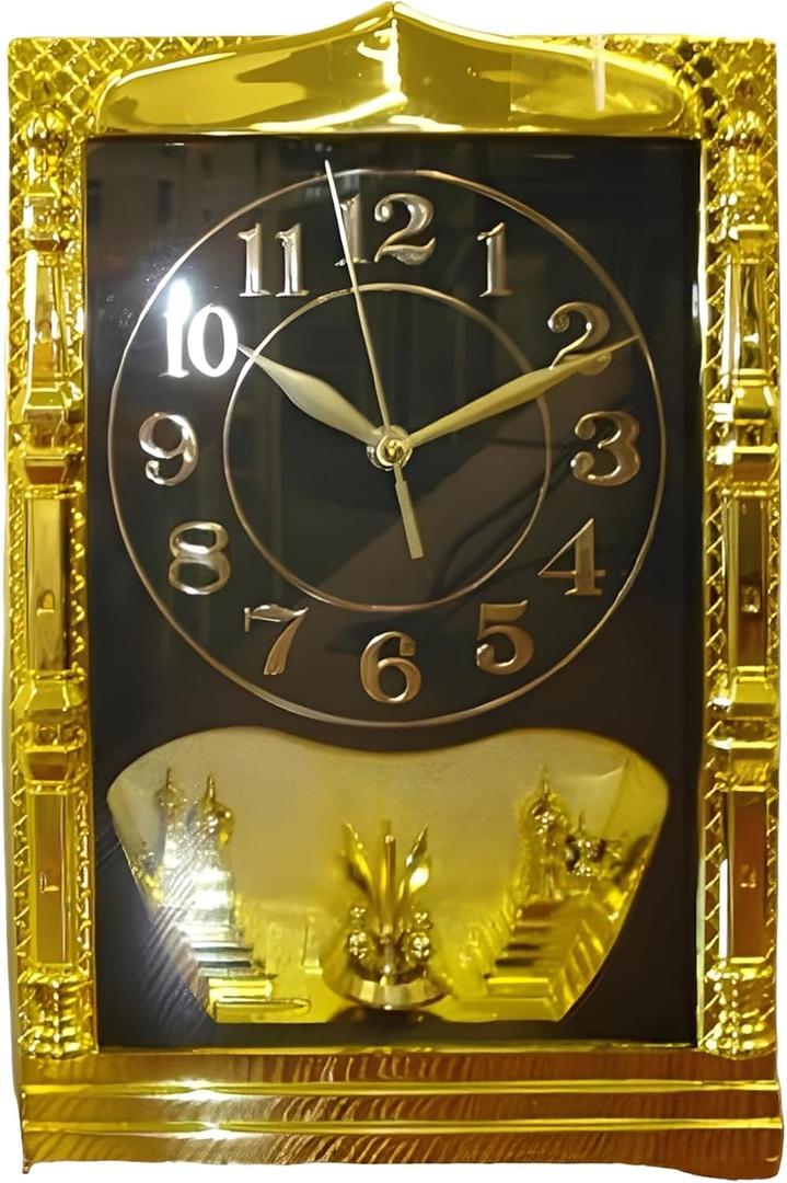 ICE Armor 13.5" H Golden and Black Islamic Theme Wall Clock Decorative Wall Timepiece Adds Timeless Charm to Any Room Unique Gift Idea