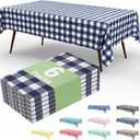 misaya 6 Packs Buffalo Disposable Table Cloth, 54 x 108 Inch Waterproof Plastic Tablecloth, Rectangle Navy and White Checkered Table Covers for Picnic, Birthday, Party