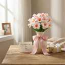 Florielle 12pcs 16" Fully Bloomed Tulip Artificial Flowers Bouquet Silk Fake Faux Flowers for Spring Summer Home Table Centerpieces Decor Party Wedding Mother's Day Easter Gifts Decorations (Peach Pink)