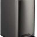 TIPGO Slim Bathroom Trash Can with Lid Soft Close, 6 Liter / 1.6 Gallon Stainless Steel Garbage Can with Removable Inner Bucket, Step Pedal, Small Trash Cans for Bedroom, Office, Kitchen (Black Gold)