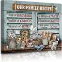 lkjhgf999 Kitchen Canvas Wall Art Retro Rustic Farmhouse Kitchen Pictures Wall Decor Tableware Motivational Farm Kitchen Sign Family Recipe Theme Canvas Prints Artwork for Dining Room Home Decoration (16"L x 24"W)