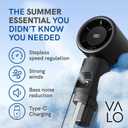 Valo Portable Rechargeable Fan - Mini Cooling Fan for Travel, USB Desk Personal Fan with 100 Speeds, Water Cooling Technology, 50ml Tank, Quiet Operation, 2,000 mAh Battery, Midnight Black
