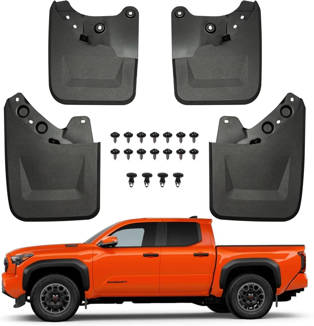 Mud Flaps Splash Guards Fit for Toyota Tacoma 2024-2026, 4PCS No Drilling Pickup Wide Mudguards Kit, 4th Tacoma Truck Exterior Accessories Front & Rear Tire, All Road & All Weather Protect Wheel Liner
