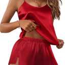 Amazon.com: Ekouaer Silk Pajamas Set for Women Satin Lingerie Pjs Cami Top and Shorts Soft 2 Piece Nightwear Ponceau X-Large : Clothing, Shoes & Jewelry