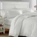Laura Ashley Home - King Comforter Set, Reversible Cotton Bedding with Matching Shams, Stylish Home Decor for All Seasons (Annabella White, King)
