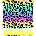 Belovecol Girls Swimsuits Two Piece Tankini Bathing Suits Boy Short Summer Beach Rash Guard Swimwear (12-13 Years, A-leopard Colorful)