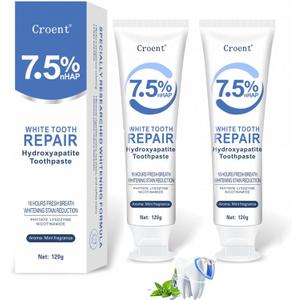 Hydroxyapatite Toothpaste 7.5%ceelike hydroxyapatite Toothpaste for Enamel Protection and Tooth StrengtheningMint Fragrance 16 Hours Fresh BreathHydroxyapatite Toothpastes Use for Oral Care 2 Pack