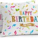 Set of 2 Happy Birthday Outdoor Waterproof Pillow Covers 12x20 Outdoor Pillows Colorful Ribbon Celebration Decorative Cushion Cases Throw Pillowcases for Patio Furniture,Garden,Porch,Couch Decor (Multicolor)