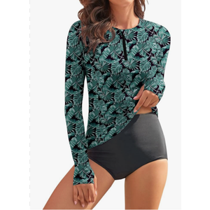 WOWENY Women Rash Guard Long Sleeve Swim Shirts UPF 50 Sun Protection Swimsuit Top Bathing Suit No Bottom, Small