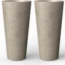 Kante Tall Concrete Planter (Set of 2), 15.8 Inch Height Large Flower Pot for Indoor Outdoor Plants, Suitable for Home, Patio, Garden, Porch, Weathered Concrete