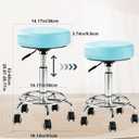 Adjustable Rolling Stool with Wheels Heavy Duty Round RollingStool with Footrest, Patent Leather Drafting Stool Chair with Wheels Work Spa Salon Seat,Blue