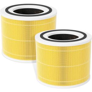 Fil-fresh Core 300 Replacement Filter, Compatible with LEVOIT 300 and Core 300S Air Purifier, Ideal for Pet Care, H13 True HEPA Filters and Activated Carbon, Replace Core 300-RF-PA, 2-Pack (7.6" x 7.6" x 5.8", Yellow)