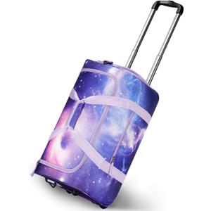 Choco Mocha Girls Suitcase with Wheels, Kids Rolling Duffle Bag Luggage for Travel 22inch, Galaxy Purple
