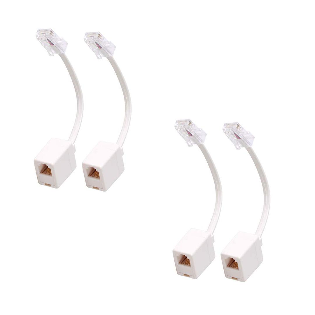 Uvital RJ45 to RJ11 Converter Adapter Connector M/F Cable, Ethernet RJ45 8P4C Male to Telephone RJ11 6P4C Female Converter Cord(White, 4 Pack)