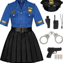 Police Officer Costume for Girls Cop Halloween Dress Up Costume M(4-6 )