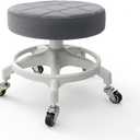 Upgraded Low-Profile Rolling Stool with 360 Smooth Rubber Wheels Heavy-Duty 450lbs, PU Seat, Steel Connector & Anti-Tip Base | Ideal for Workshop, Mechanic, Garage, Grey