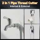 2 x 2 PCS Pipe Thread Cutting Tool, Integrated Internal & External Pipe Threading Tool, 1/2'' and 3/4'' Water Pipe Internal &External Integrated Threader with Electric Drill Pipe Threader Rethreading Kit