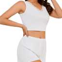 Artfasion Women Summer Sleeveless Pajama: Tank Tops Pjs Sets 2 Piece Lounge Set Comfy Shorts Sleepwear (White, M)