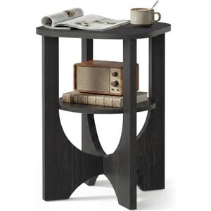 VASAGLE Side Table, 2 Tier Small Accent End Table, Nightstand with Lower Shelf for Small Spaces, Living Room, Bedroom, Charcoal Gray ULET233B101S