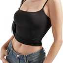 SUUKSESS Women Double Line Square Neck Tank Top Summer Y2K Going Out Basic Cami Shirt (Black, XL)