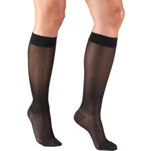 Truform Sheer Compression Stockings, 15-20 mmHg, Women's Knee High Length, 20 Denier, Black, X-Large