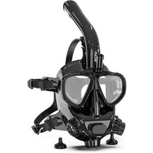 Full Face Dive Mask Support Diving & Snorkeling, Full Face Snorkel Mask Adjustable Scuba Mask with Camera Mount Provide 180 View Panoramic Compatiable with SMACO 1L/1.9L Mini Scuba Tanks