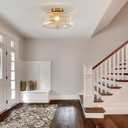 Gold Flush Mount Ceiling Light: 3 Lights 12" Drum Ribbed Glass Chandelier