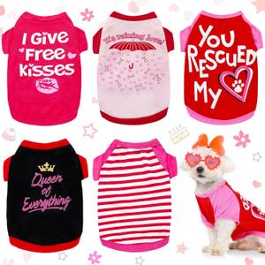 Weewooday 5 Pieces Dog Shirts for Small Dog Girl Small Puppy Clothes Female Pet Heart Pajamas for Chihuahua Yorkie Bulldog Schnauzer Breathable Shirt Vest (Small)