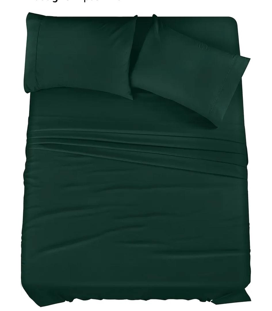 Bedding Queen Bed Sheets Set - 4 Piece Bedding - Brushed Microfiber - Shrinkage and Fade Resistant - Easy Care Emerald Green