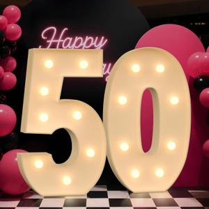 3FT Marquee Numbers 50, Light up Numbers for 50 Birthday Decoration, Large Light Up for 50 Years Old Birthday Party, Anniversary Party Decor Birthday Sign, Pre-Cut Foamboad Mosaic DIY