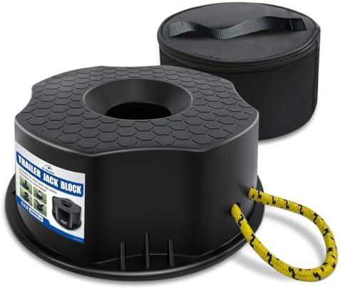 ROBLOCK Trailer Jack Block with Bag, RV Camper Stabilizer Blocks for Travel Trailer, Suit for Any Tongue Jack, Post, Foot, 5th Wheels, Round Square or Scissor Stabilizer, 1 Pack