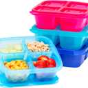 Bentgo Easyboxes 4-Compartment Snack Containers - 8-Piece Set with 4 Trays & 4 Custom-Fit Lids to Seal in Freshness - Reusable Food Storage & Meal Prep Bento BPA-Free Containers (Jewel Brights)