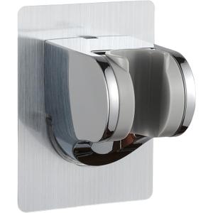 Shower Head Holder Strong Adhesive No Drilling Wall Mount Adjustable Handheld Showerhead Bracket for RV Kids Bathroom Shower,Fix Firmly and Use Conveniently (Silver, 1)