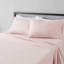 Amazon Basics Lightweight Super Soft Easy Care Microfiber 4-Piece Bed Sheet Set with 14-Inch Deep Pockets, Luxury Bedding, Queen, Blush Pink, Solid