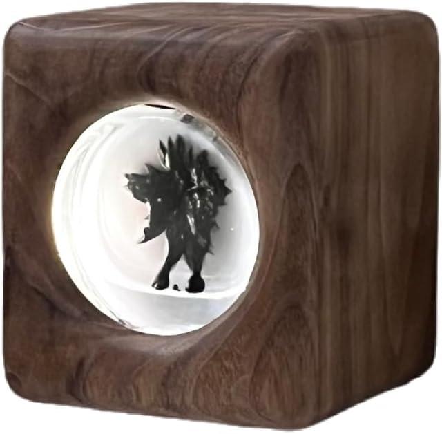 Sound-Activated Dancing Ferrofluid Walnut-Colored Casing, Ferro Fluid Sound Visualizer, Symbiote in a Bottle, Cool Desk Accessories Office Desk Decor