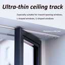 Double Curtain Track Wall Mount, Ceiling Conjoined Drop Curtain Rail, Heavy Duty Rod for Living Room (Length 9FT)