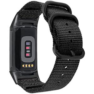 Abanen Nylon Bands for Fitbit Charge 6 / Charge 5, Woven Nylon Quick Dry Band Wrist Strap with Stainless Steel Ring Clasp Adjustable Compatible with Fitbit Charge 5 for Men and Women