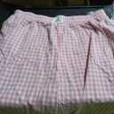 ANRABESS Women Striped Gingham Palazzo Cropped Pants Wide Leg Pajama Lounge Pants Plaid PJ Bottoms Cute Trousers with Pockets, XL, Pink White Plaid