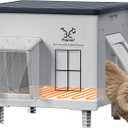 Indestructible Heated Cat House for Outdoor Cats in Winter, 100% Waterproof & Weatherproof Heated Cat House for Outside, Fully Insulated Feral Cat Shelter for Outdoor Barn Strays, 17.7 x 17 x 17.5 in