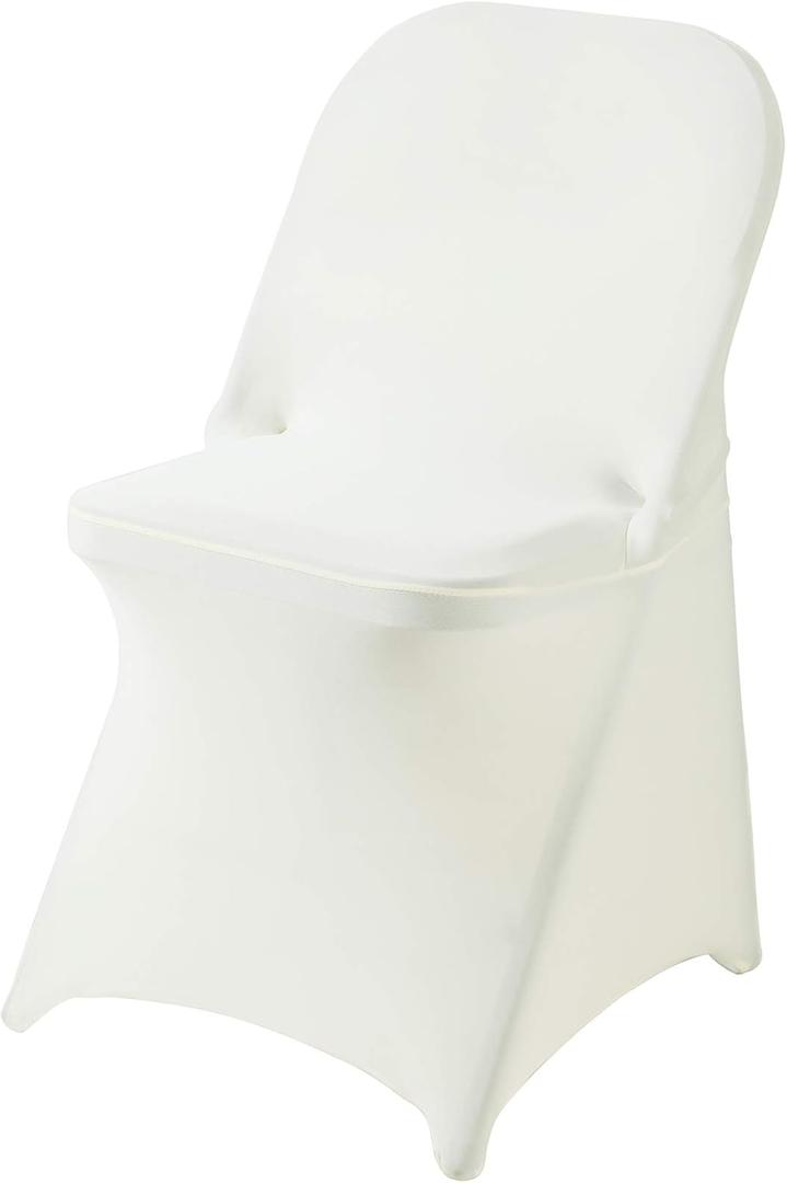 20 Pack Ivory Spandex Folding Chair Covers in Stretch Washable Fabric for Wedding, Party,Holidays,Celebration and Other Special Events, 10.24"D x 13.78"W x 7.68"H
