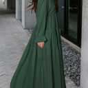 BLENCOT Womens Casual Boho Floral Printed V Neck Long Sleeve Long Maxi Dress Spring Summer Dresses (Green, L)