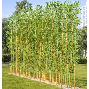 HOUSESET Faux Bamboo Plant Outdoor 10 Pack, Fake Bamboo with Encrypted Leaves for Patio Garden Yard Decor, Privacy Artificial Bambooo Tree (7ft / 213cm)