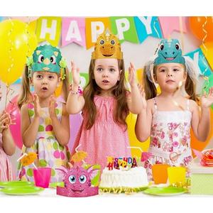 9 Pcs Dinosaur Party Hats for Kids 9 Styles Dinosaur Hats Birthday Party Decorations Dino with Elastic Ropes Headbands Crown for Halloween Kids Birthday Decoration Supplies