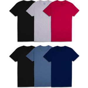 Fruit of the Loom Men's Undershirts, Moisture Wicking & Tag Free, Short Sleeve Crew T-Shirts (Large, Colors May Vary - 6 Pack)
