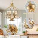 6 Lights Gold Farmhouse Chandelier for Dining Room,19.68" Large Modern Vintage Rustic Adjustable Gold Chandelier Pendant Light Fixtures for Kitchen Island Living Room Entryway Hallway Foyer Bedroom